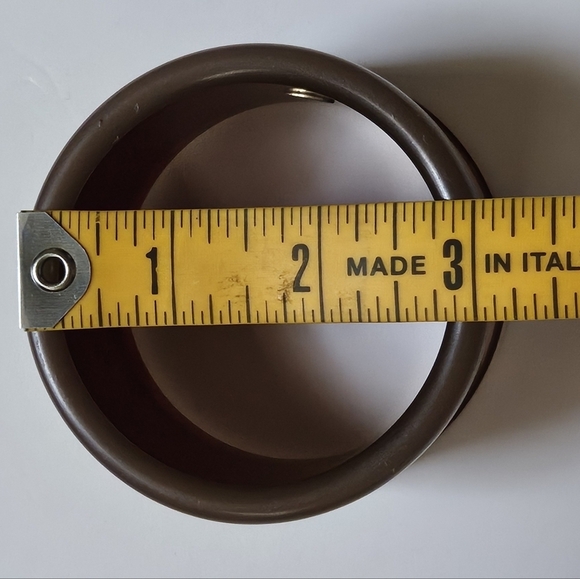 Rare! Vintage Anne Klein Chunky silver brown yellow Acrylic Bold Bangle Bracelet - Picture 6 of 11